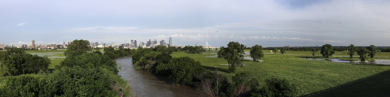 Dallas skyline overlooking the Trinity River; regional context